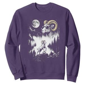 Cool Ram Wearing Sunglasses Moon Nature Vintage Graphic Sweatshirt