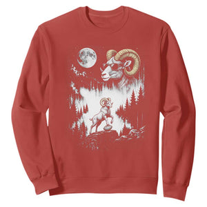 Cool Ram Wearing Sunglasses Moon Nature Vintage Graphic Sweatshirt