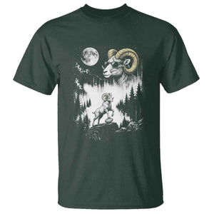 Cool Ram Wearing Sunglasses Moon Nature Vintage Graphic T Shirt