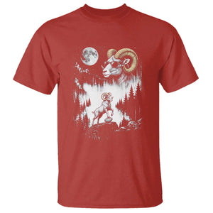 Cool Ram Wearing Sunglasses Moon Nature Vintage Graphic T Shirt