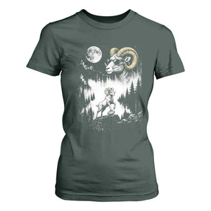 Cool Ram Wearing Sunglasses Moon Nature Vintage Graphic T Shirt For Women