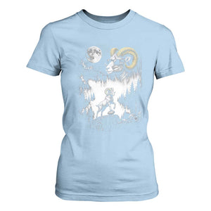 Cool Ram Wearing Sunglasses Moon Nature Vintage Graphic T Shirt For Women
