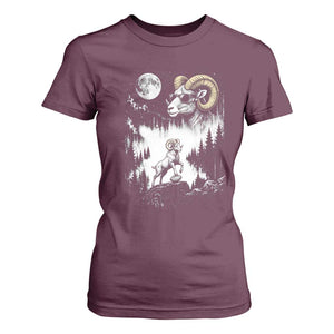 Cool Ram Wearing Sunglasses Moon Nature Vintage Graphic T Shirt For Women