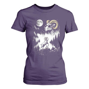 Cool Ram Wearing Sunglasses Moon Nature Vintage Graphic T Shirt For Women