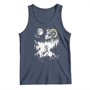 Cool Ram Wearing Sunglasses Moon Nature Vintage Graphic Tank Top