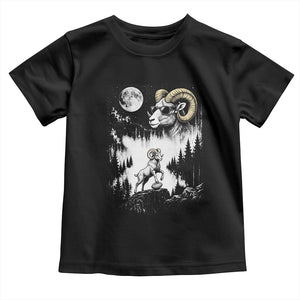 Cool Ram Wearing Sunglasses Moon Nature Vintage Graphic Toddler T Shirt