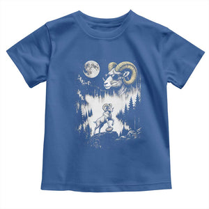Cool Ram Wearing Sunglasses Moon Nature Vintage Graphic Toddler T Shirt