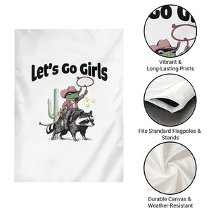 Cowboy Frog Riding Raccoon Garden Flag Let's Go Girls TS12 Print Your Wear
