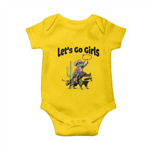 Cowboy Frog Riding Raccoon Baby Onesie Let's Go Girls TS12 Daisy Print Your Wear