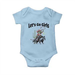 Cowboy Frog Riding Raccoon Baby Onesie Let's Go Girls TS12 Light Blue Print Your Wear