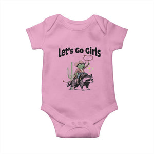 Cowboy Frog Riding Raccoon Baby Onesie Let's Go Girls TS12 Light Pink Print Your Wear