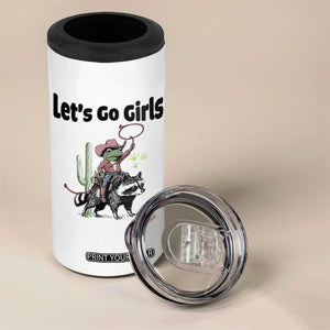 Cowboy Frog Riding Raccoon 4 in 1 Can Cooler Tumbler Let's Go Girls TS12 Print Your Wear