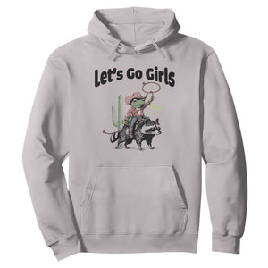 Cowboy Frog Riding Raccoon Hoodie Let's Go Girls TS12 Ice Gray Print Your Wear