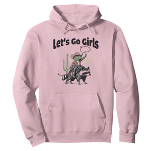 Cowboy Frog Riding Raccoon Hoodie Let's Go Girls TS12 Light Pink Print Your Wear