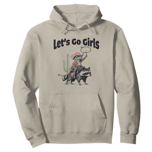 Cowboy Frog Riding Raccoon Hoodie Let's Go Girls TS12 Sand Print Your Wear
