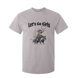 Cowboy Frog Riding Raccoon T Shirt For Kid Let's Go Girls TS12 Ice Gray Print Your Wear