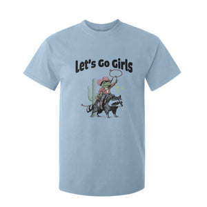 Cowboy Frog Riding Raccoon T Shirt For Kid Let's Go Girls TS12 Light Blue Print Your Wear