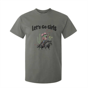 Cowboy Frog Riding Raccoon T Shirt For Kid Let's Go Girls TS12 Military Green Print Your Wear