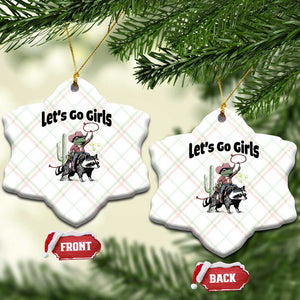 Cowboy Frog Riding Raccoon Ceramic Ornament Let's Go Girls TS12 Print Your Wear