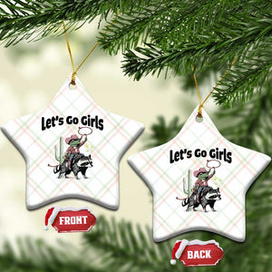 Cowboy Frog Riding Raccoon Ceramic Ornament Let's Go Girls TS12 Print Your Wear