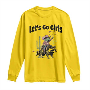 Cowboy Frog Riding Raccoon Long Sleeve Shirt Let's Go Girls TS12 Daisy Print Your Wear