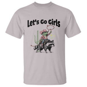 Cowboy Frog Riding Raccoon T Shirt Let's Go Girls TS12 Ice Gray Print Your Wear