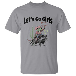 Cowboy Frog Riding Raccoon T Shirt Let's Go Girls TS12 Sport Gray Print Your Wear