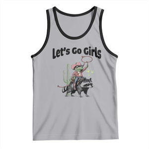 Cowboy Frog Riding Raccoon Tank Top Let's Go Girls TS12 Athletic Heather Black Print Your Wear