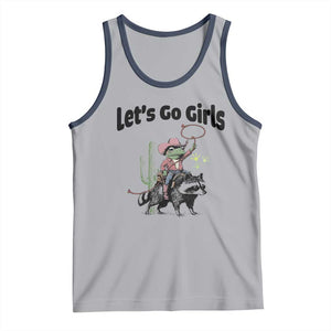 Cowboy Frog Riding Raccoon Tank Top Let's Go Girls TS12 Athletic Heather Navy Print Your Wear