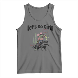 Cowboy Frog Riding Raccoon Tank Top Let's Go Girls TS12 Black Heather Print Your Wear