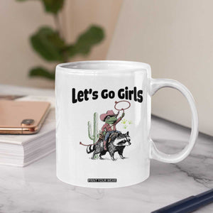 Cowboy Frog Riding Raccoon Coffee Mug Let's Go Girls TS12 Print Your Wear