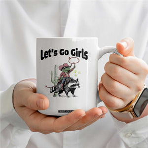 Cowboy Frog Riding Raccoon Coffee Mug Let's Go Girls TS12 Print Your Wear