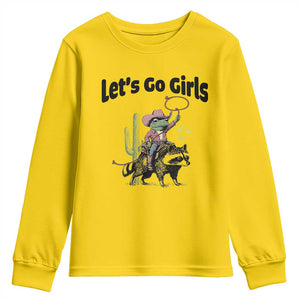 Cowboy Frog Riding Raccoon Youth Sweatshirt Let's Go Girls TS12 Daisy Print Your Wear