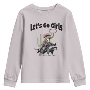 Cowboy Frog Riding Raccoon Youth Sweatshirt Let's Go Girls TS12 Ice Gray Print Your Wear