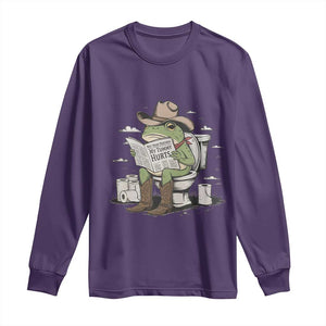 Funny Cowboy Frog Long Sleeve Shirt Not Now Partner My Tummy Hurts TS12 Purple Print Your Wear