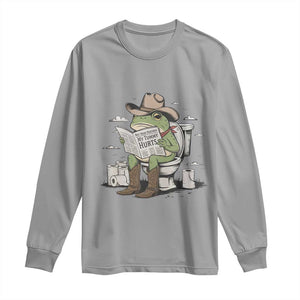 Funny Cowboy Frog Long Sleeve Shirt Not Now Partner My Tummy Hurts TS12 Sport Gray Print Your Wear