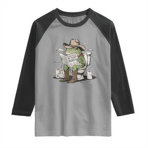Funny Cowboy Frog Raglan Shirt Not Now Partner My Tummy Hurts TS12 Sport Gray Black Print Your Wear