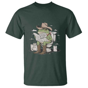 Funny Cowboy Frog T Shirt Not Now Partner My Tummy Hurts TS12 Dark Forest Green Print Your Wear