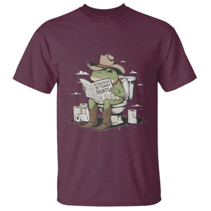 Funny Cowboy Frog T Shirt Not Now Partner My Tummy Hurts TS12 Maroon Print Your Wear