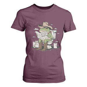 Funny Cowboy Frog T Shirt For Women Not Now Partner My Tummy Hurts TS12 Maroon Print Your Wear