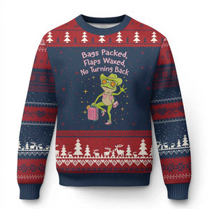 Funny Girls Trip Frog Ugly Christmas Sweater Bags Packed Flaps Waxed TS12 Navy Red Print Your Wear