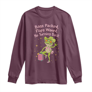 Funny Girls Trip Frog Long Sleeve Shirt Bags Packed Flaps Waxed TS12 Maroon Print Your Wear