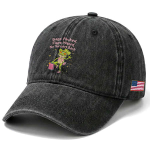 Funny Girls Trip Frog Washed Cotton Baseball Cap Bags Packed Flaps Waxed TS12 Print Your Wear