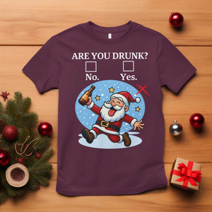 Funny Christmas Drinking T Shirt Are you Drunk Santa TS12 Maroon Print Your Wear