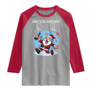 Funny Christmas Drinking Raglan Shirt Are you Drunk Santa TS12 Sport Gray Red Print Your Wear