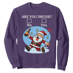 Funny Christmas Drinking Sweatshirt Are you Drunk Santa TS12 Purple Print Your Wear