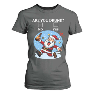 Funny Christmas Drinking T Shirt For Women Are you Drunk Santa TS12 Dark Heather Print Your Wear