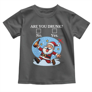 Funny Christmas Drinking Toddler T Shirt Are you Drunk Santa TS12 Dark Heather Print Your Wear