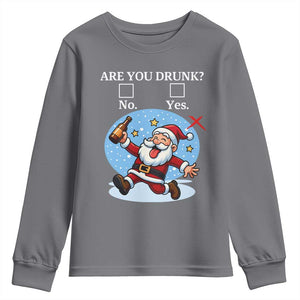 Funny Christmas Drinking Youth Sweatshirt Are you Drunk Santa TS12 Charcoal Print Your Wear