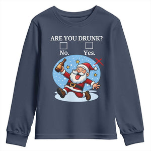 Funny Christmas Drinking Youth Sweatshirt Are you Drunk Santa TS12 Navy Print Your Wear